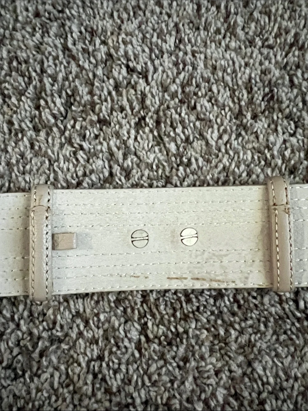 BCBGMaxAzria Cream Wide Waist Belt with Silver Buckle